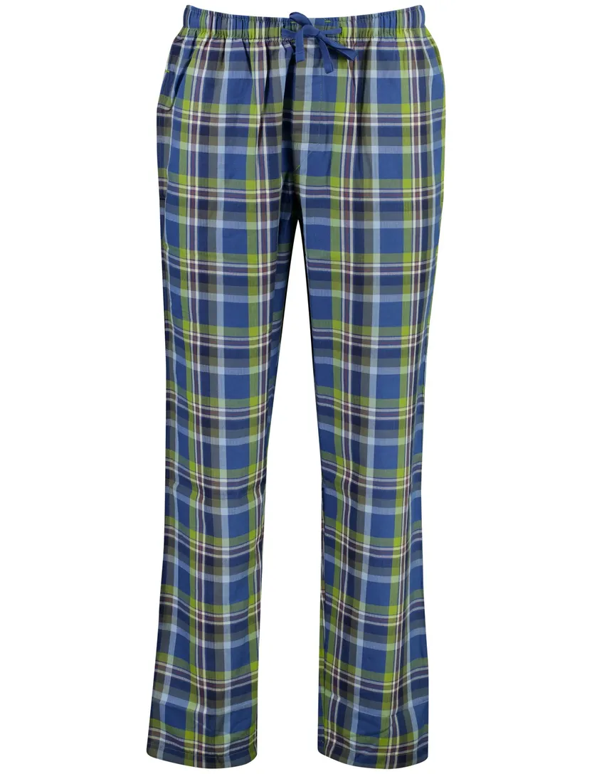Pyjama Schiesser Mix+Relax blauw geruit katoen