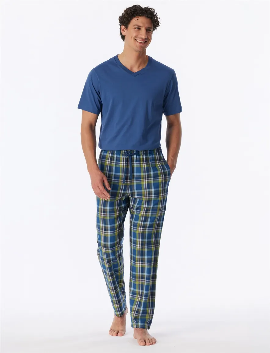 Schiesser Mix+Relax pyjamabroek blauw geruit