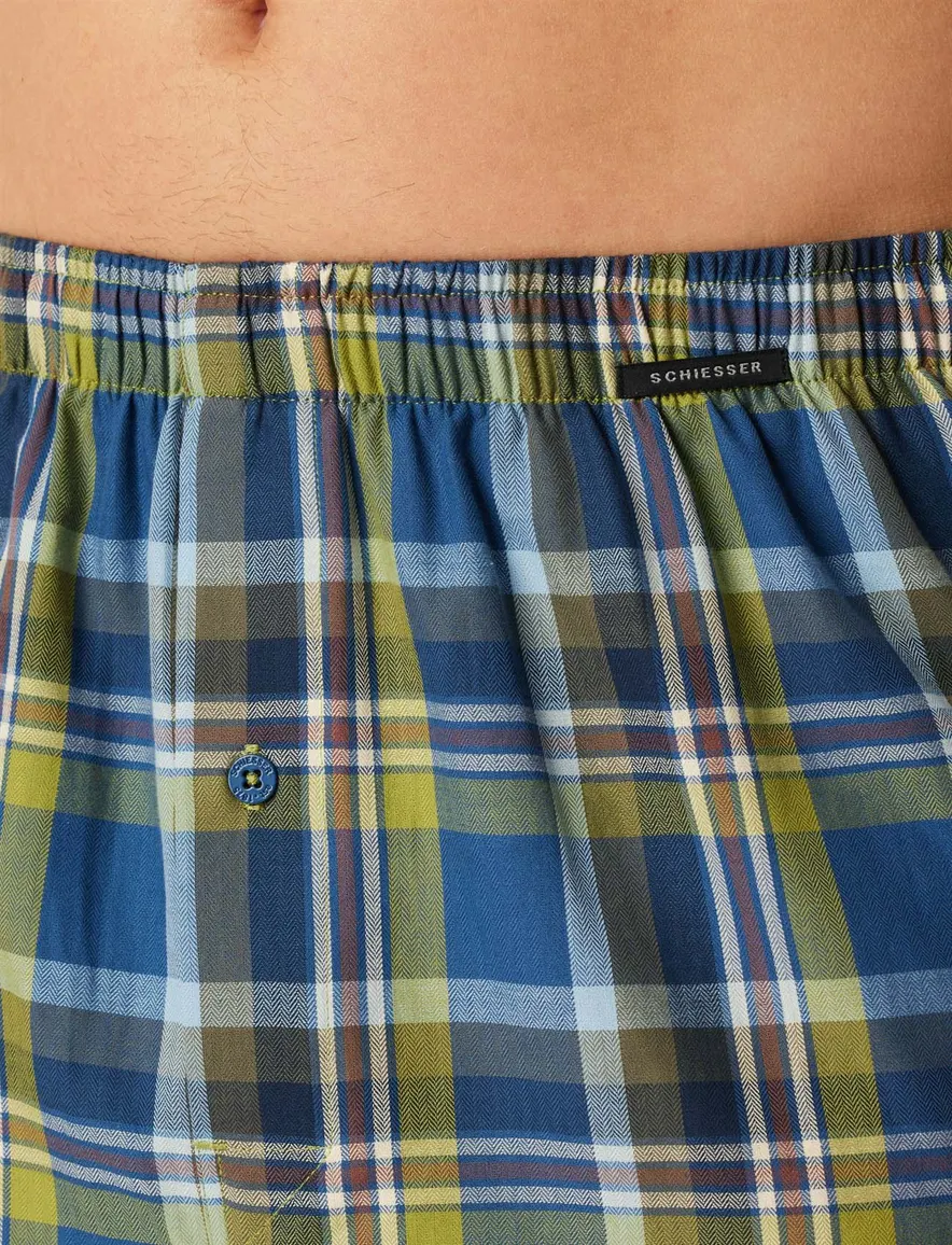 Schiesser Boxershorts 2-pack groen blauw