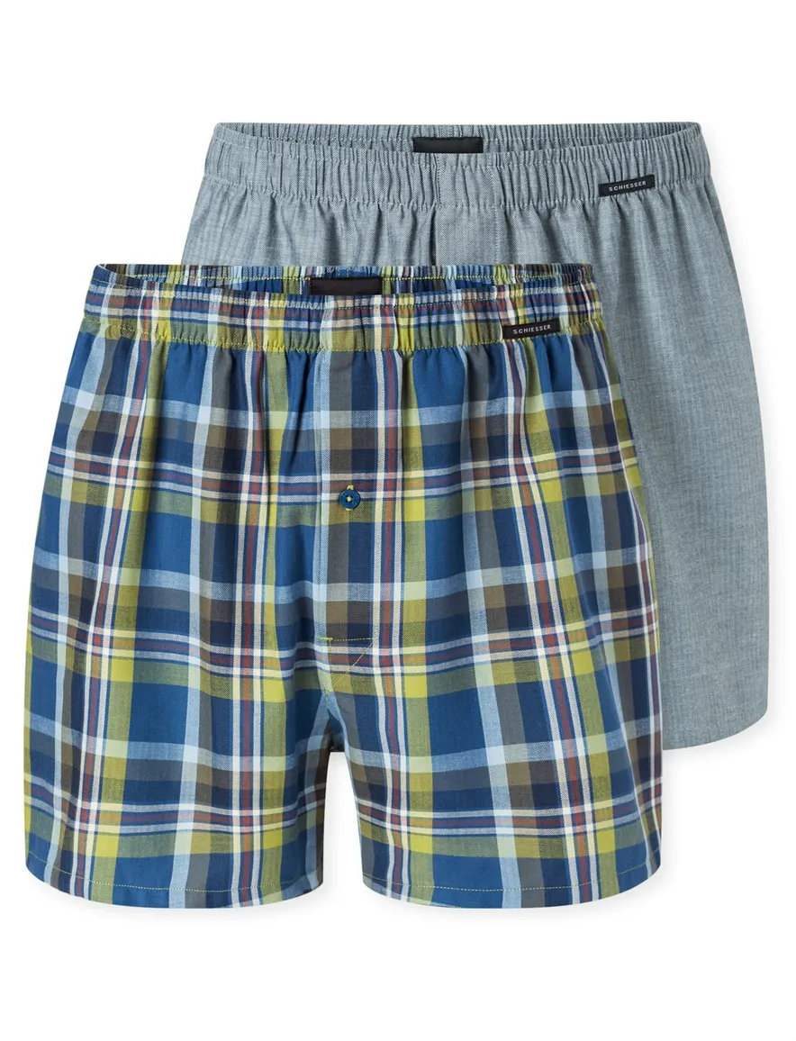 Schiesser Boxershorts 2-pack groen blauw