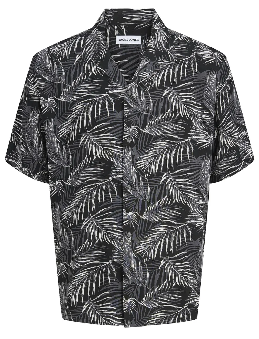 Jack & Jones overhemd korte mouw big & tall bladeren print