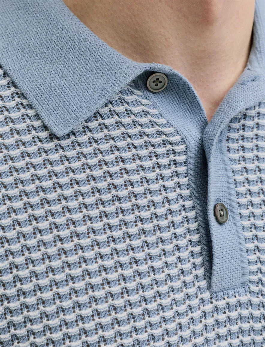 Jack & Jones Plus Size poloshirt knitted blauw