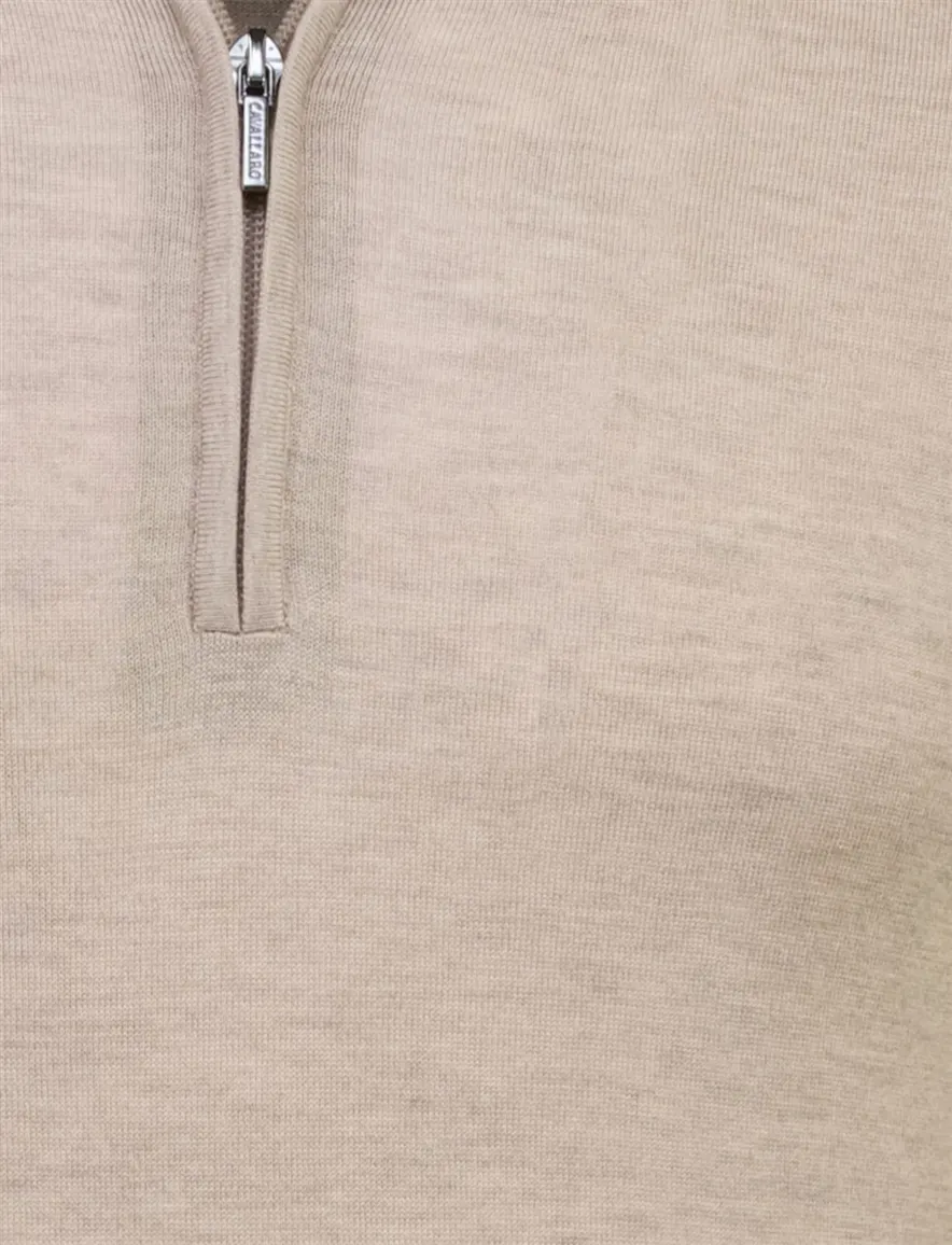 Cavallaro Lio poloshirt lange mouw taupe