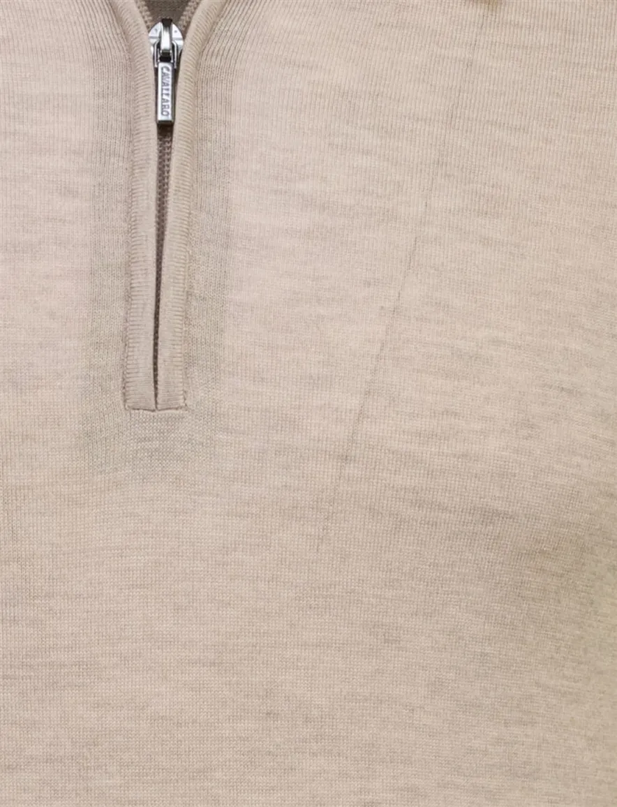 Cavallaro Platinum polo beige lange mouw rits