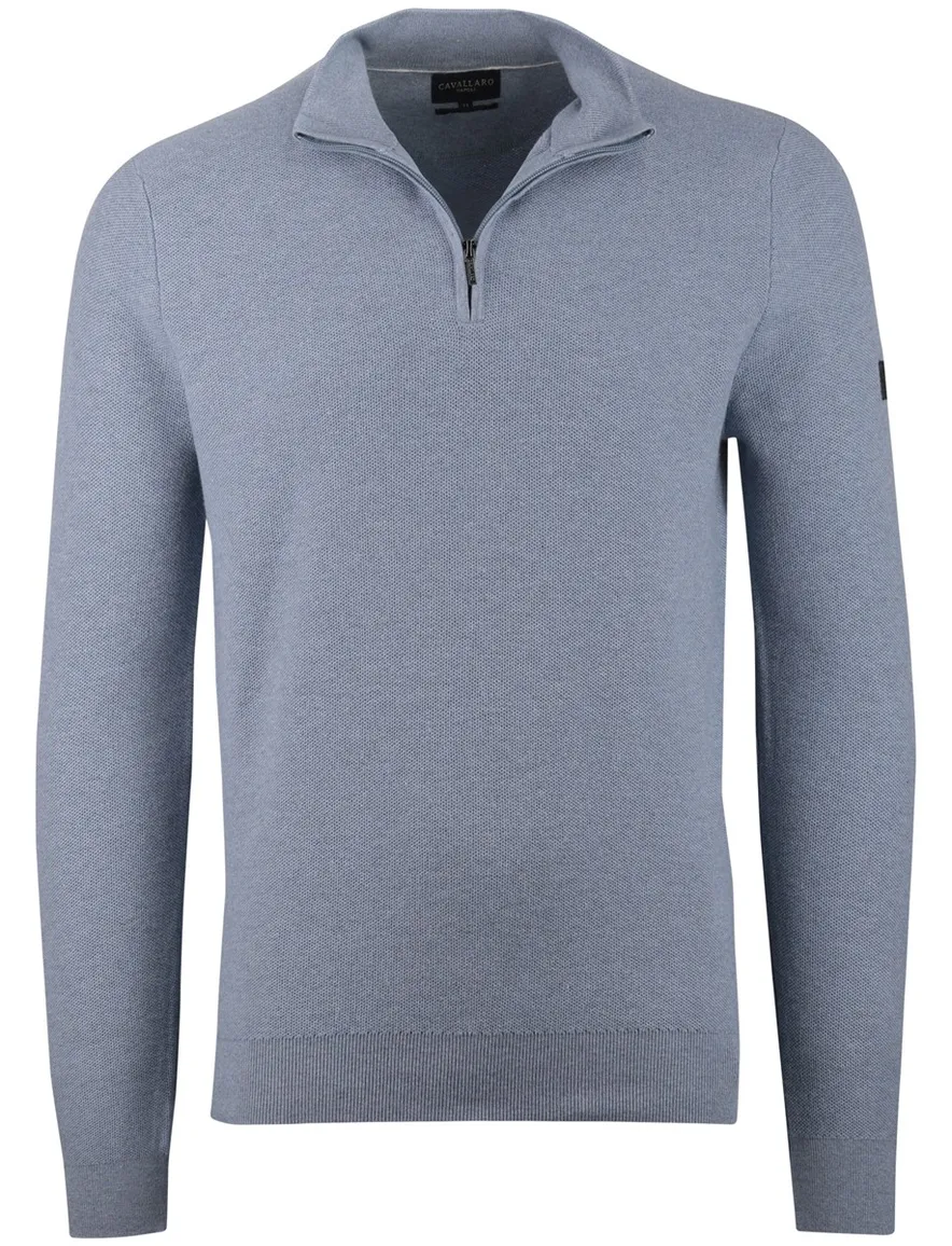 Cavallaro trui blauw half zip normale fit