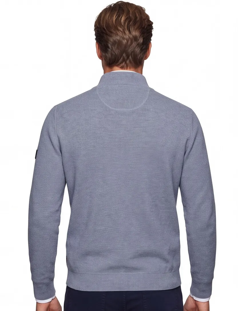 Trui Cavallaro blauw half zip rits normale fit