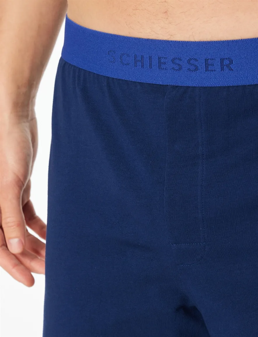 Schiesser Shortama katoen blauw