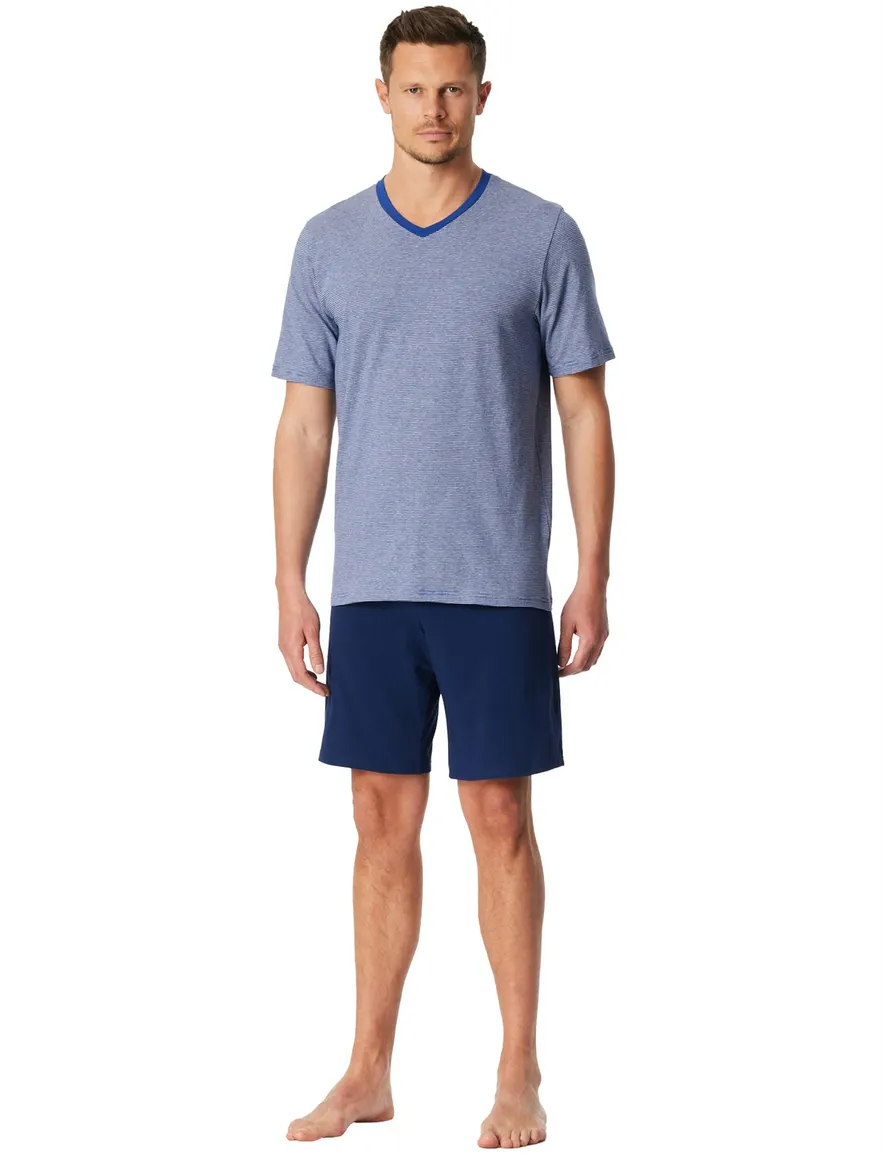 Schiesser Shortama katoen blauw