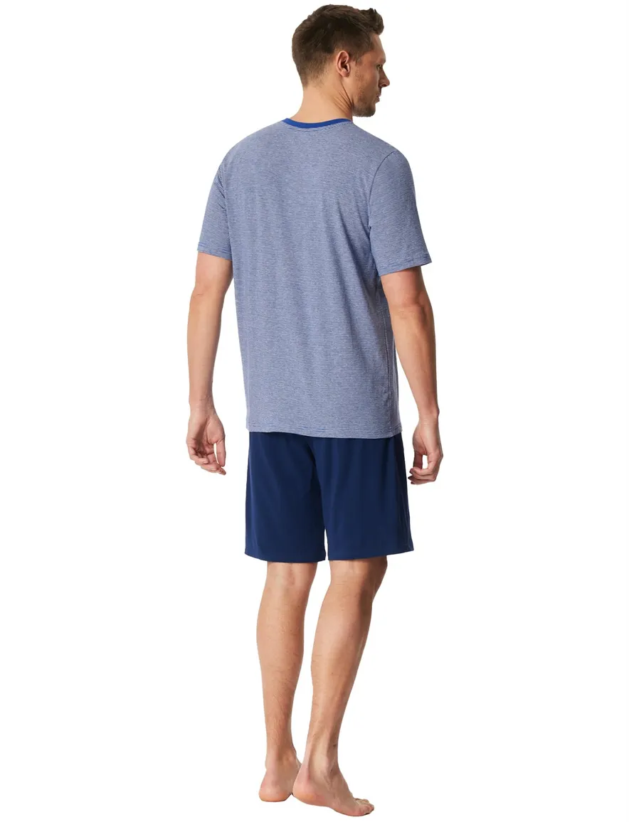 Schiesser Shortama katoen blauw