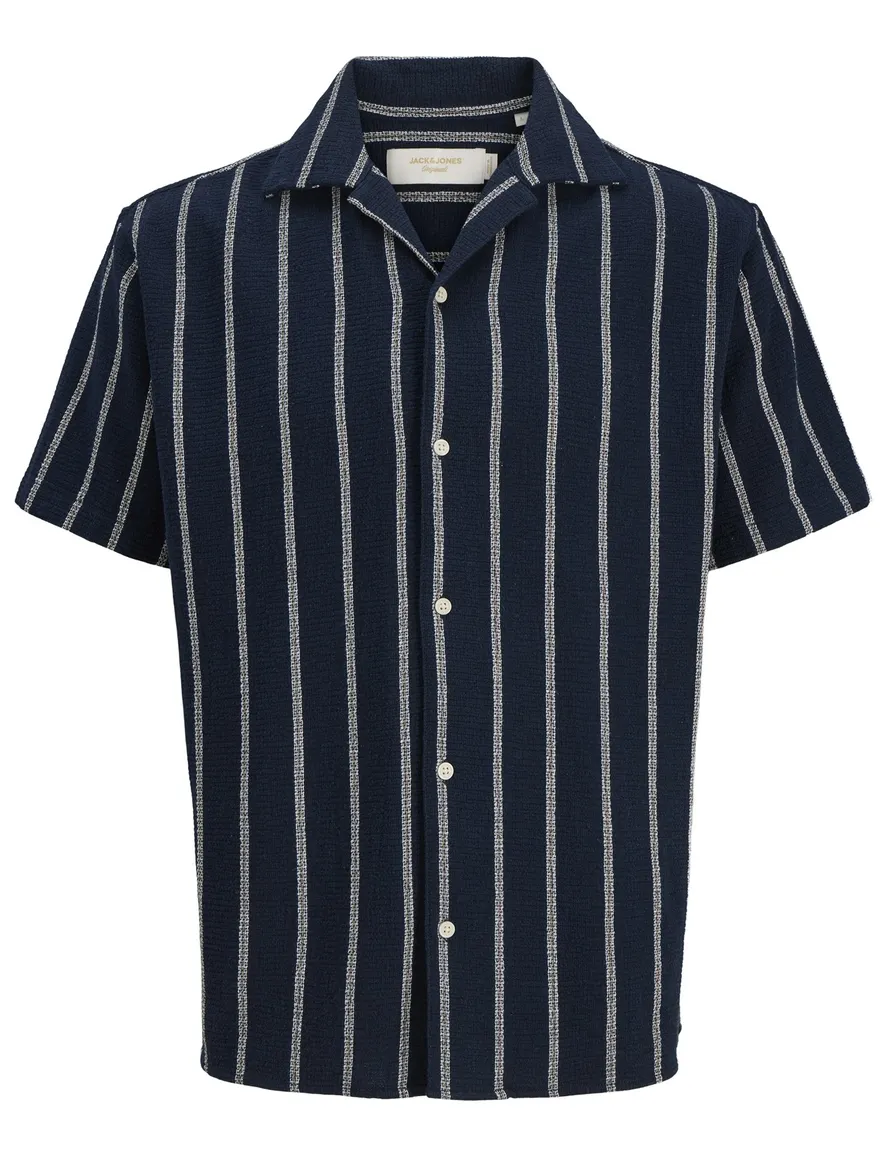 Plus Size Jack & Jones overhemd korte mouw navy
