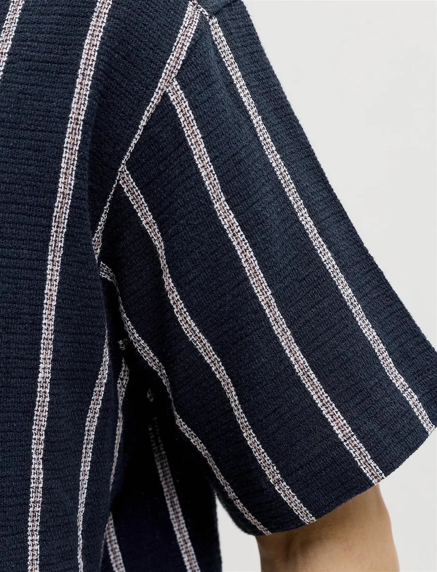 Plus Size Jack & Jones overhemd korte mouw navy