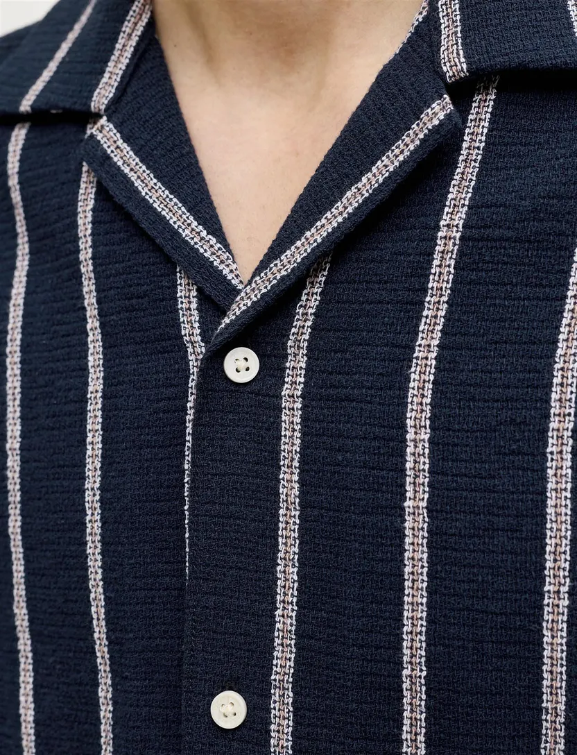 Jack & Jones Plus Size donkerblauw gestreept reverskraag