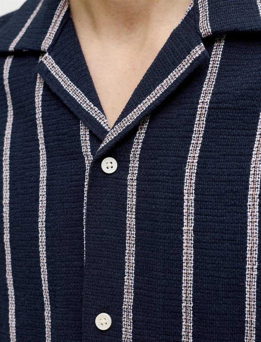 Plus Size Jack & Jones overhemd korte mouw navy