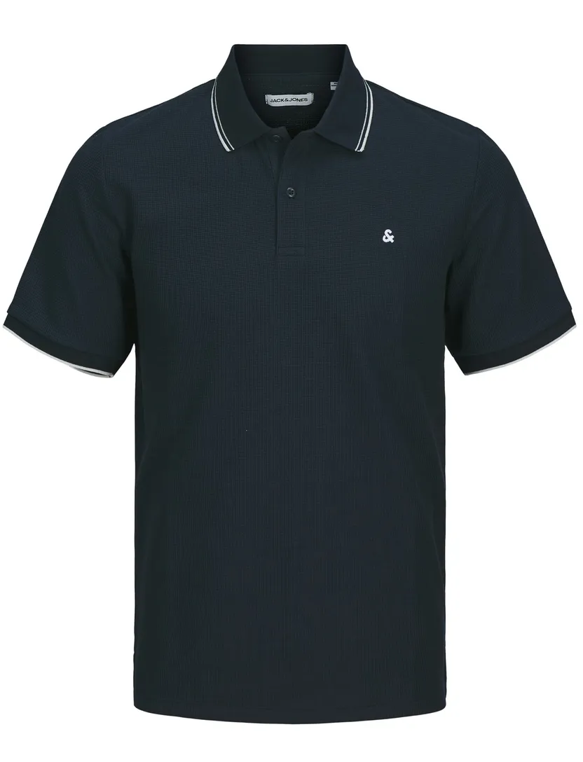 Donkerblauwe polo Jack & Jones jersey big & tall 2 knoops