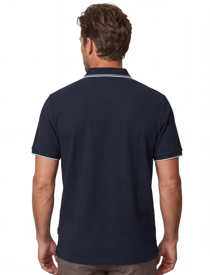 Donkerblauwe polo Jack & Jones jersey big & tall 2 knoops