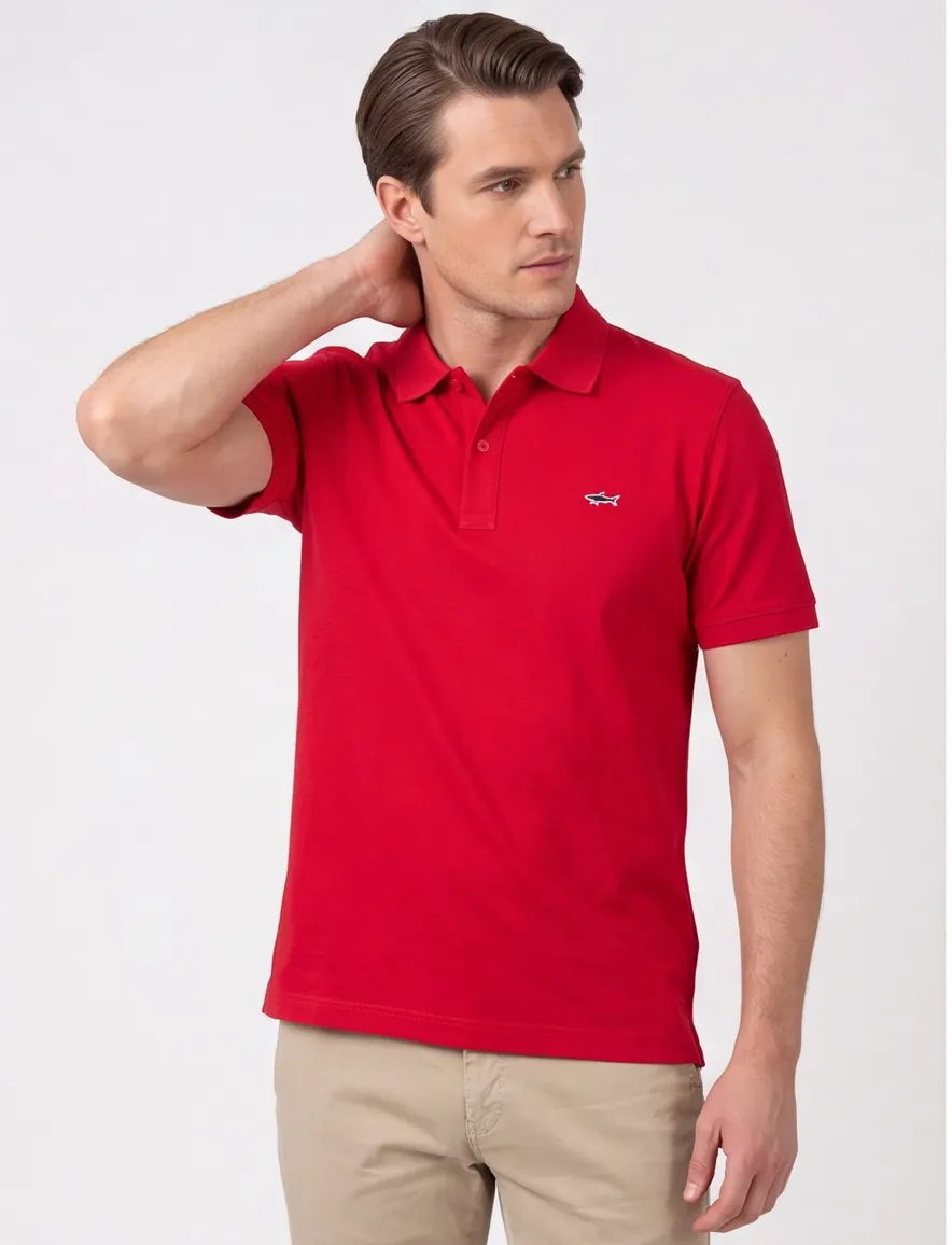 Poloshirt Paul & Shark rood katoen wijde fit