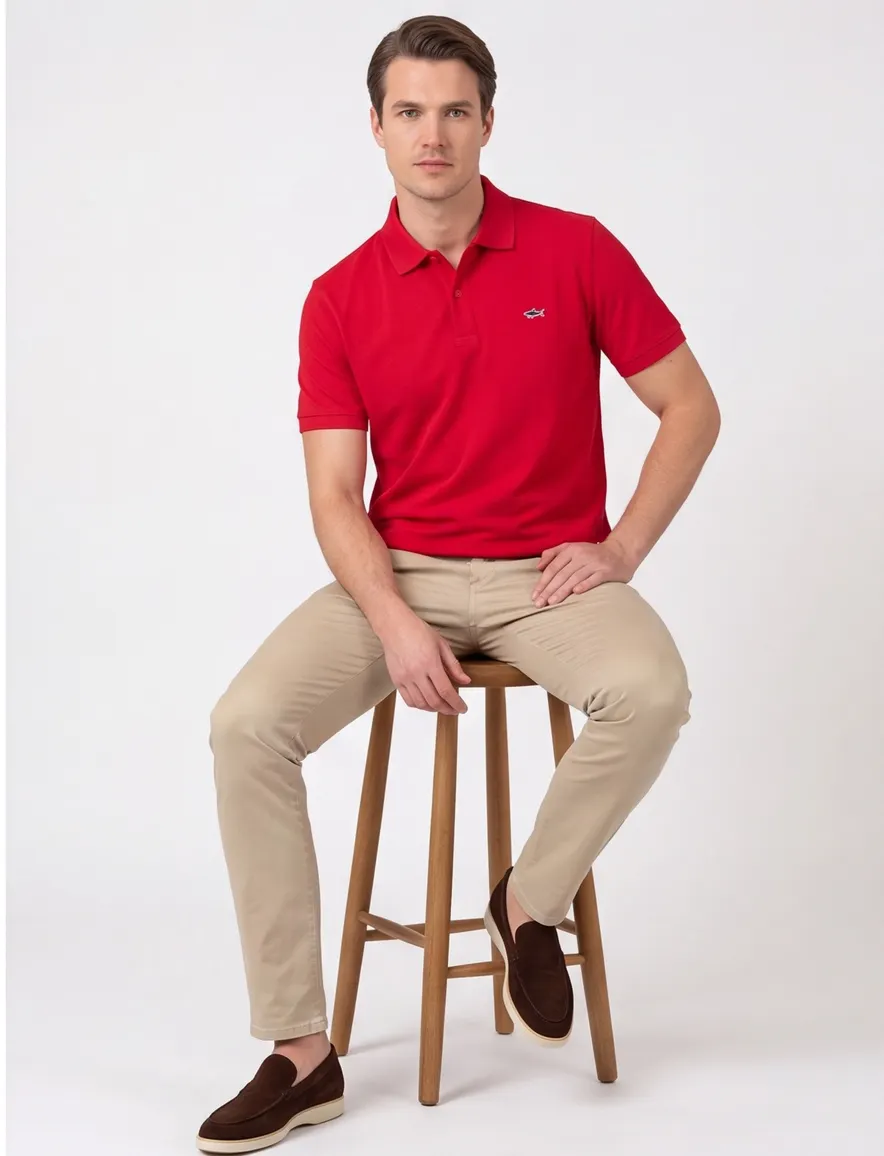 Poloshirt Paul & Shark rood katoen wijde fit