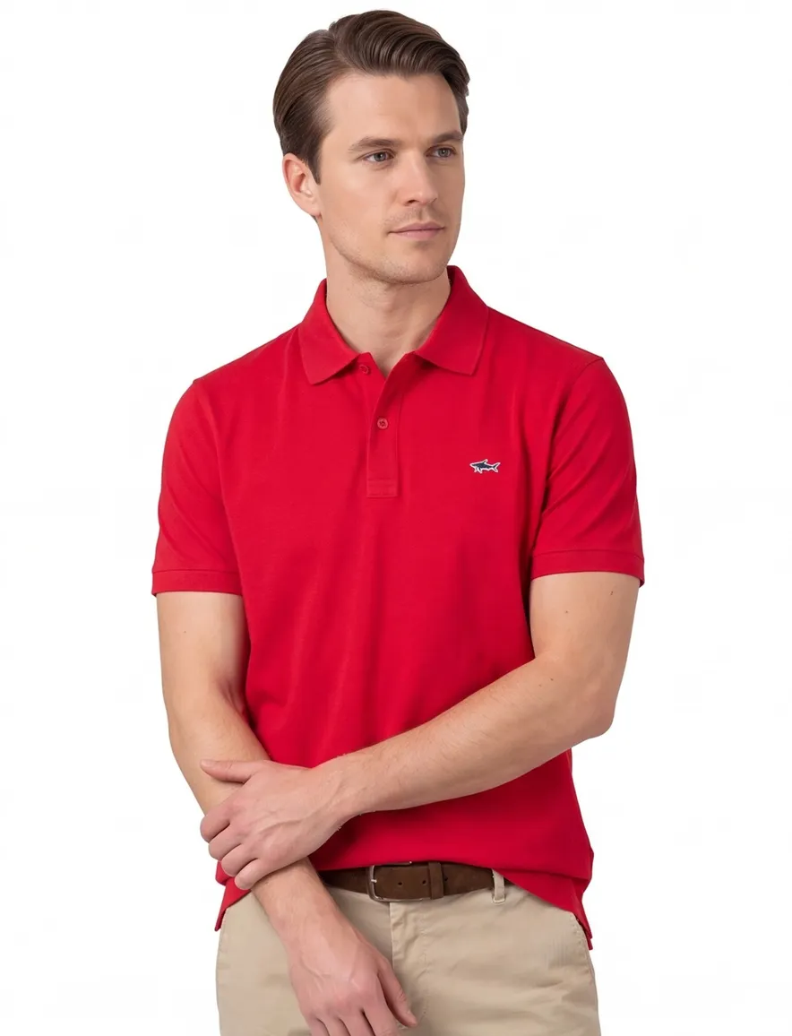 Poloshirt Paul & Shark rood katoen wijde fit