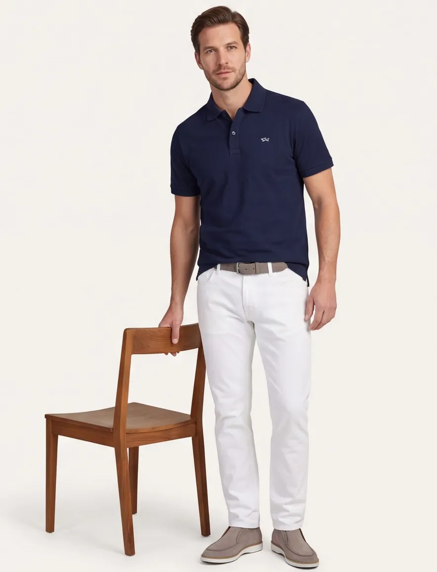 Paul & Shark poloshirt piqué donkerblauw