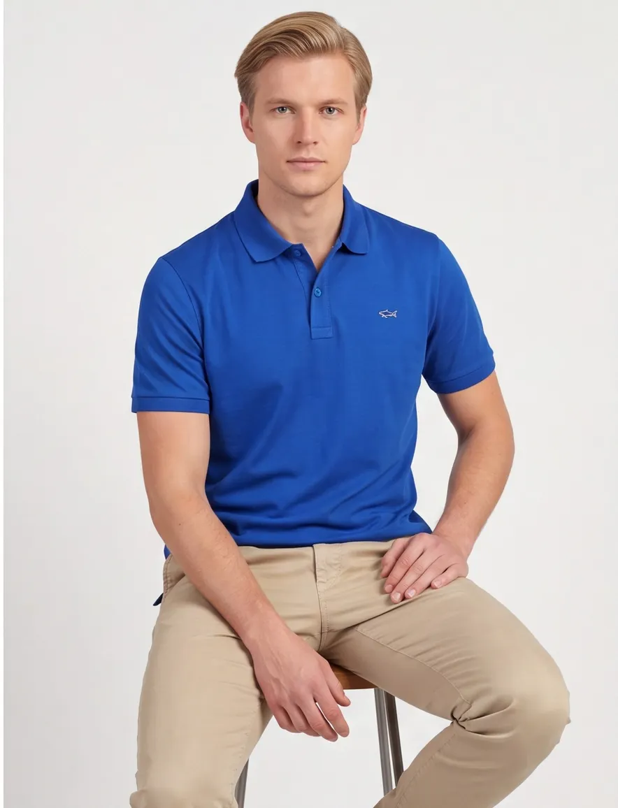 Paul & Shark poloshirt blauw pique