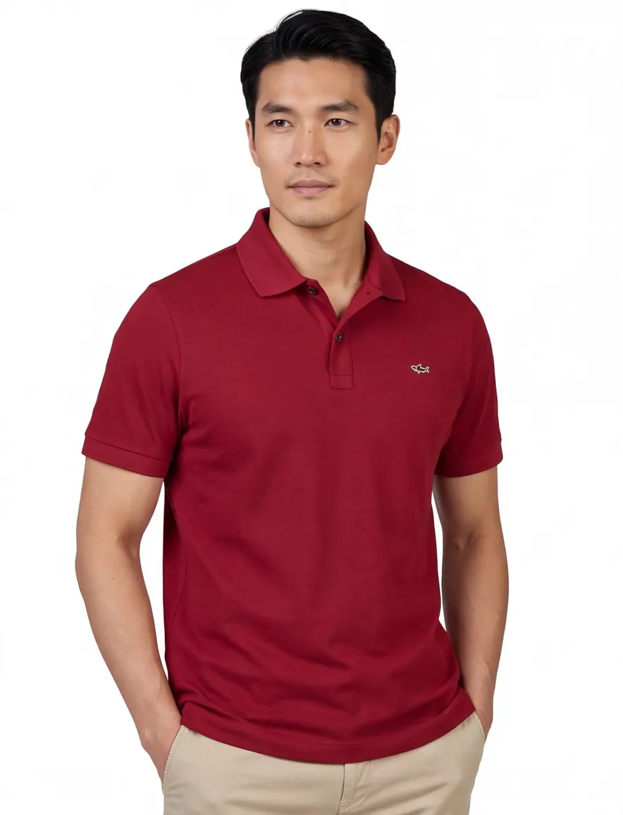 Paul & Shark poloshirt bordeaux wijde fit 2 knoops