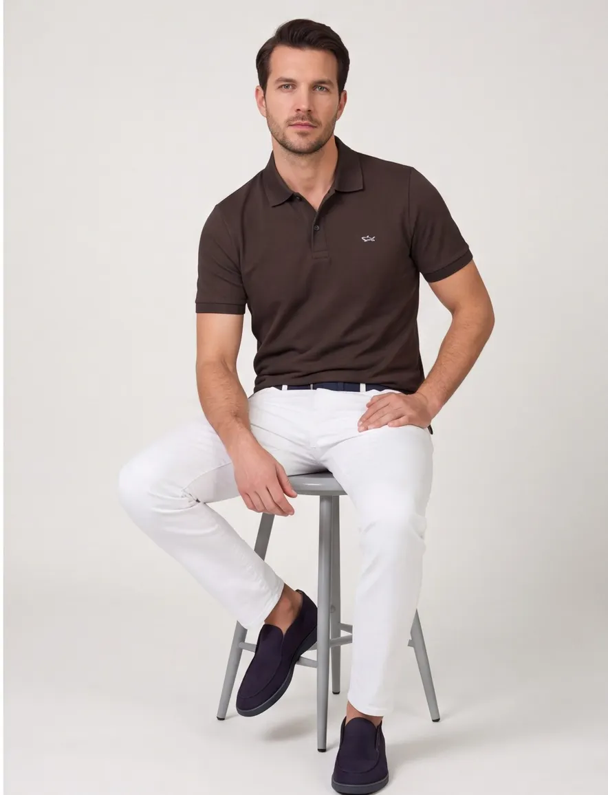 Paul & Shark poloshirt pique bruin