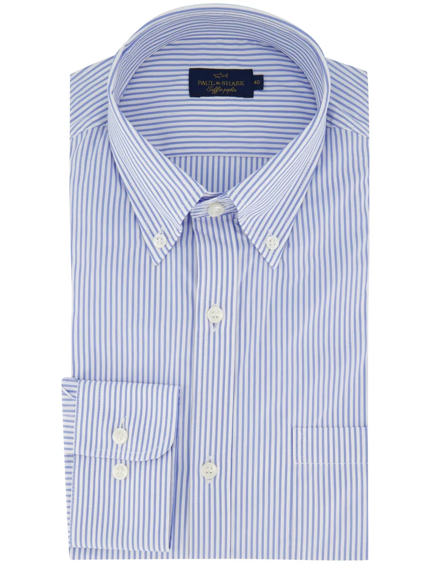 Overhemd Paul & Shark gestreept blauw wijde fit