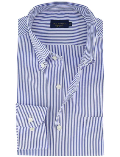 Paul & Shark Overhemd Paul & Shark blauw gestreept katoen wijde fit