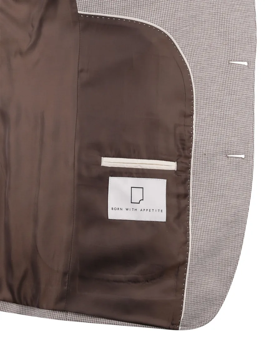 Born with Appetite colbert beige geprint slim fit