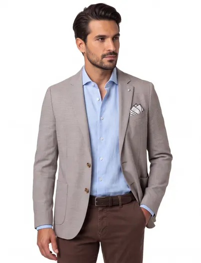 Born With Appetite Beige geprint colbert Born with Appetite met pochet