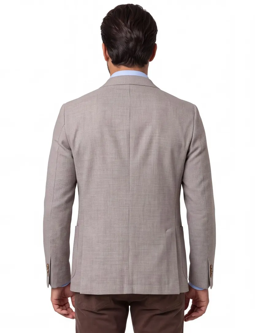 Colbert Born with Appetite beige print slim fit met pochet