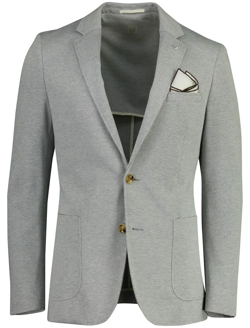 Polyester colbert met voering Born with Appetite grijs slim fit