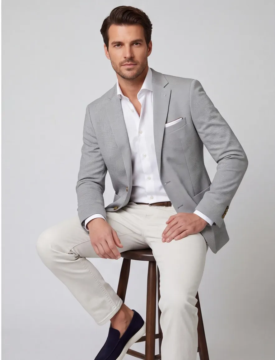 Colbert Born with Appetite lichtgrijs slim fit polyester