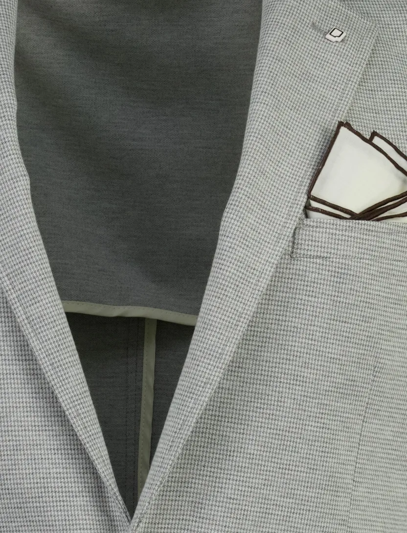 Polyester colbert met voering Born with Appetite grijs slim fit