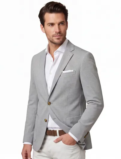 Born With Appetite Colbert Born with Appetite lichtgrijs slim fit polyester