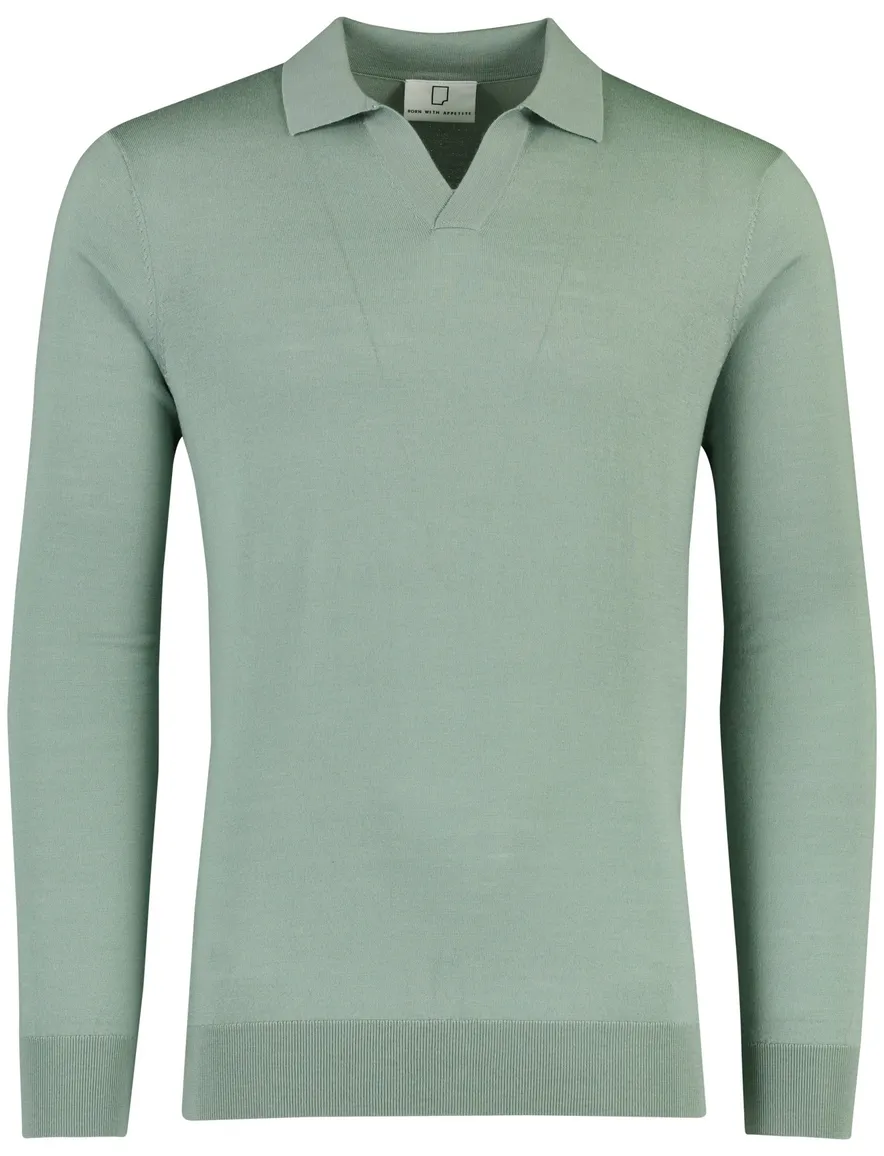 Born with Appetite poloshirt groen v-hals