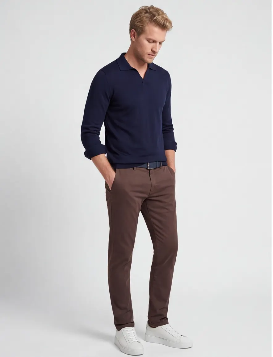 Polo navy knitted Born with Appetite Conner v-hals lange mouw