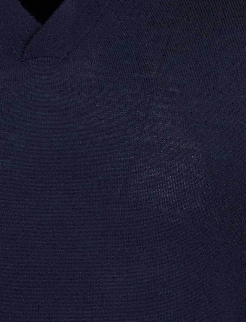 Navy polo lange mouw Born with Appetite Conner knitted 100% katoen