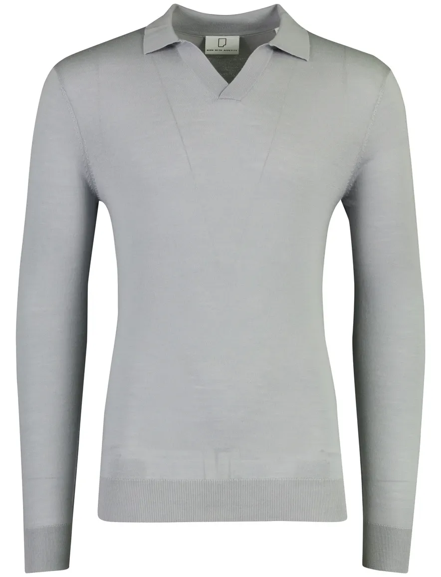 Born with Appetite polo v hals grijs gebreid