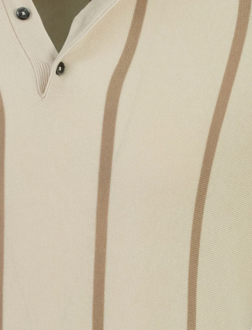 Born with Appetite creme Gilmar Knitted Polo gestreept