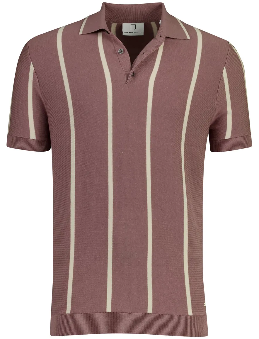 Born with Appetite oud roze Gilmar Knitted Polo gestreept