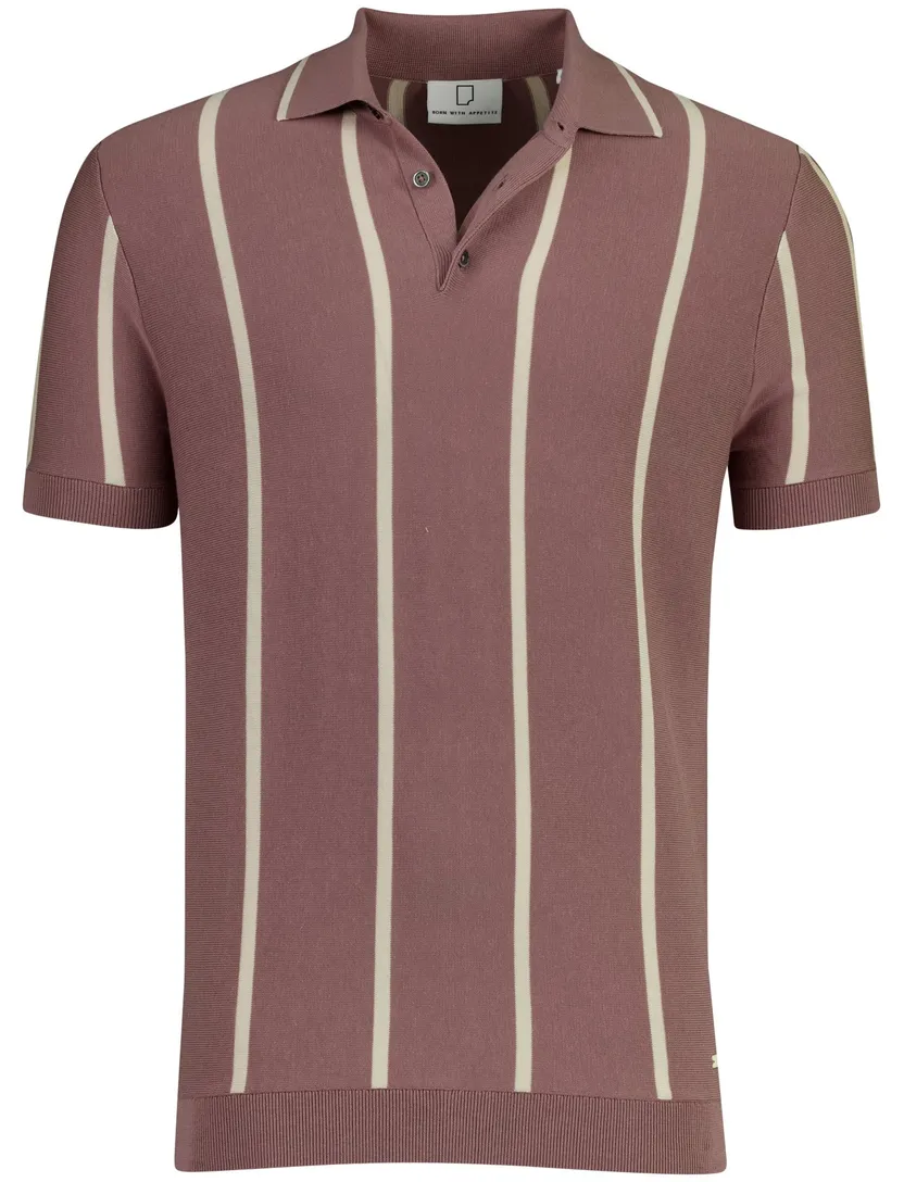 Oud roze polo Born with Appetite Gilmar met boord gebreid 3 knopen