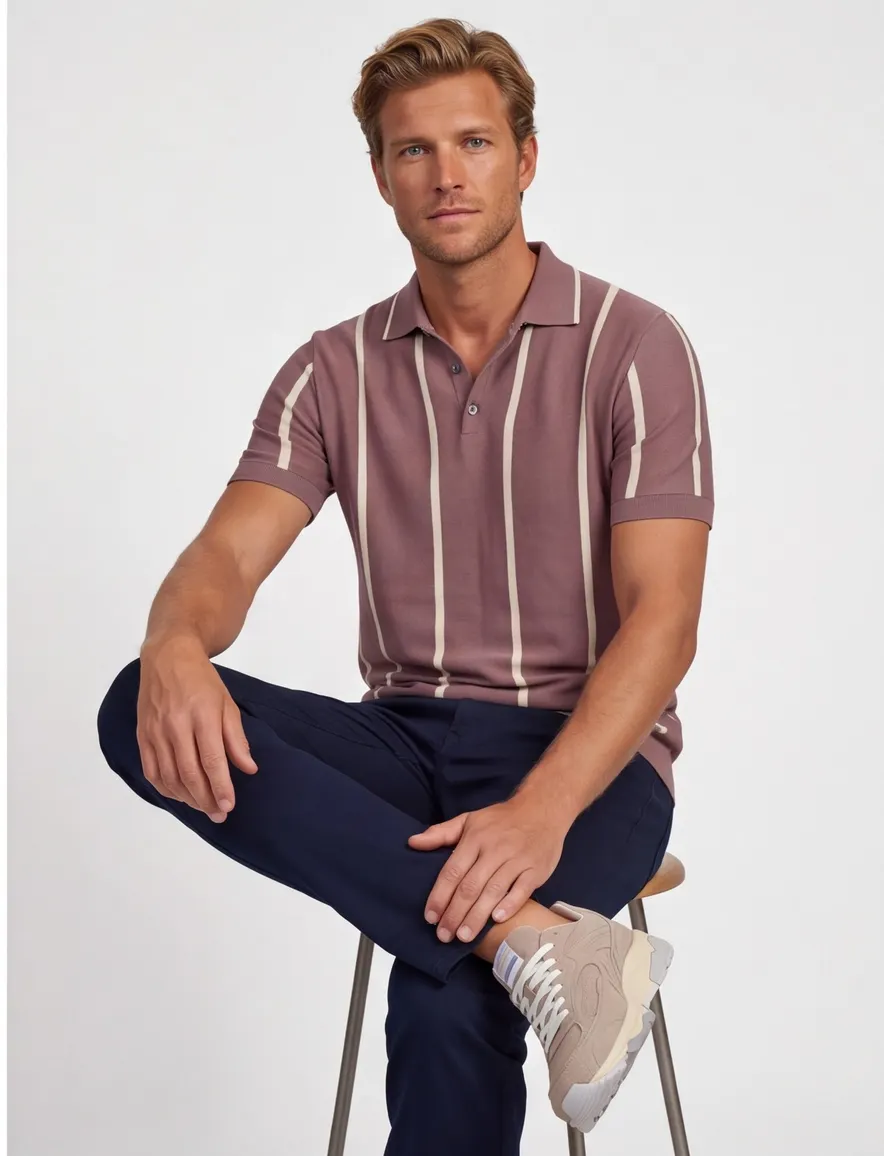Born with Appetite oud roze Gilmar Knitted Polo