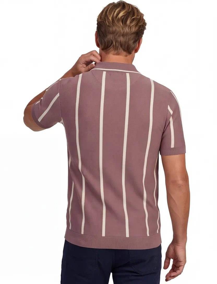Oud roze polo Born with Appetite Gilmar met boord gebreid 3 knopen