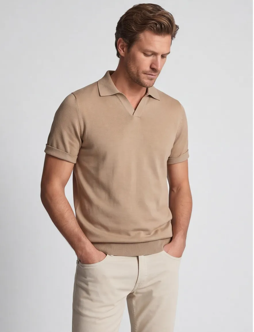 Bruine polo v-hals Born with appetite slanke fit