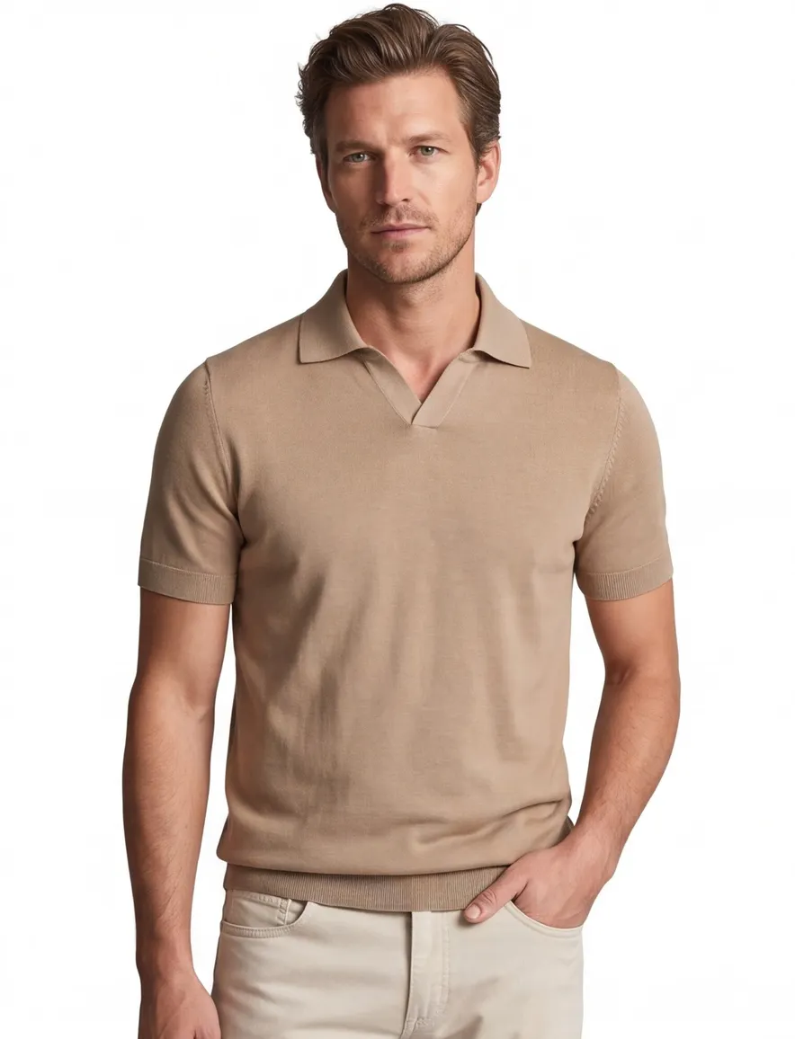 Bruine polo v-hals Born with appetite slanke fit