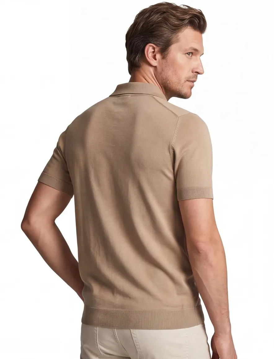 Bruine polo v-hals Born with appetite slanke fit