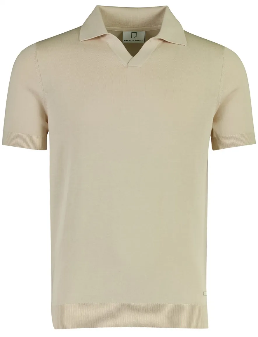 Born with Appetite Shiwn knitted v-hals polo beige