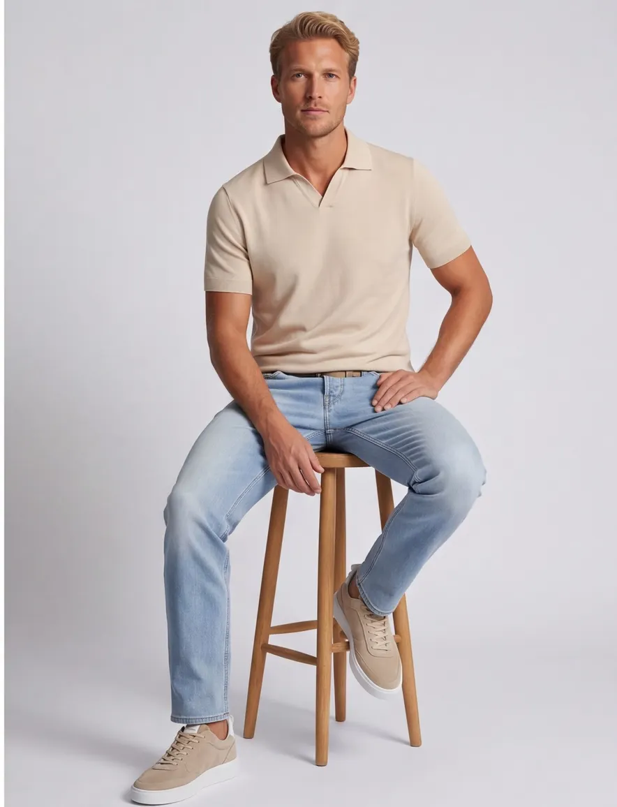 Born with Appetite Shiwn knitted polo beige