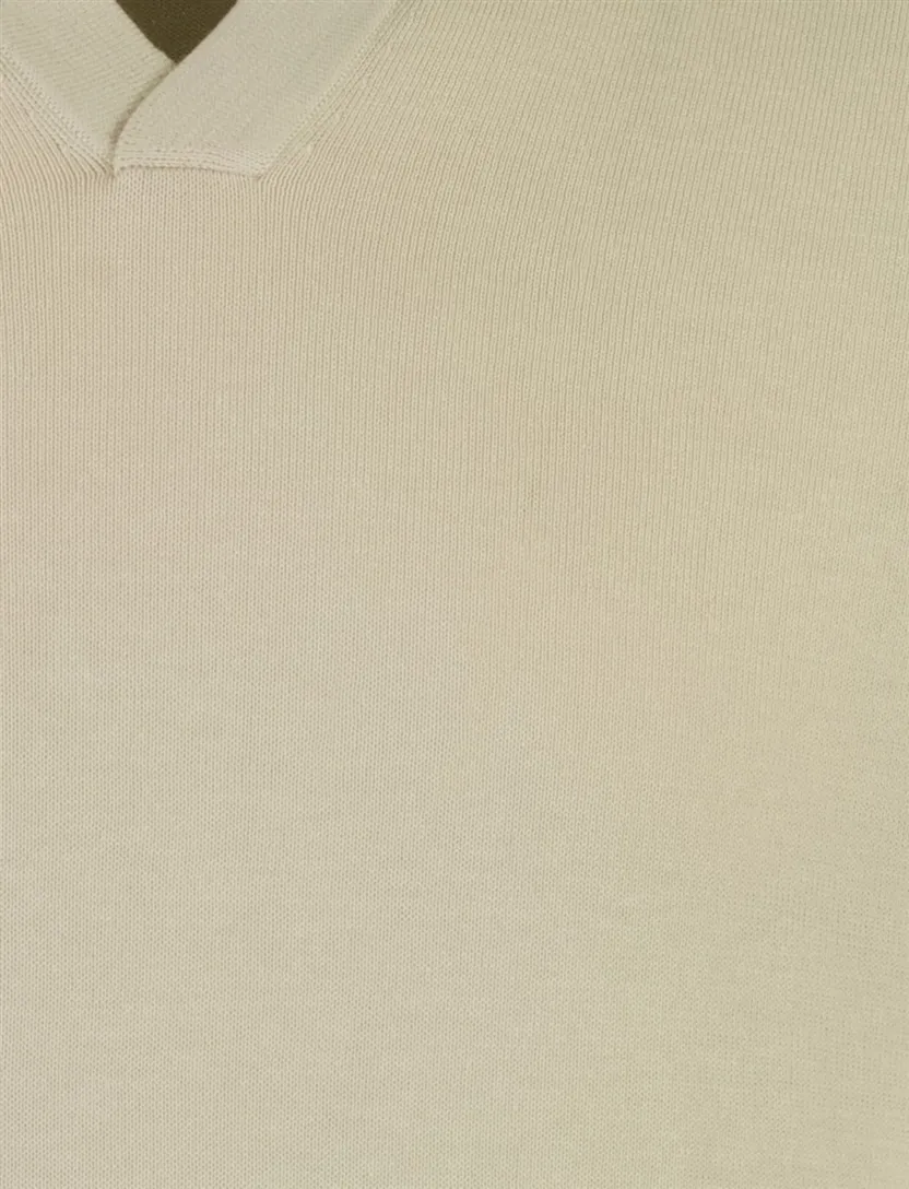 Beige polo v-hals Born with Appetite Shiwn katoenblend
